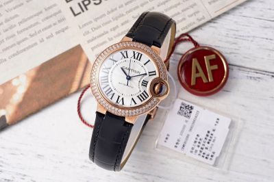 Cartier 33*10MM 316L Steel NH05 Movement Crocodile Leather Strap White Watch